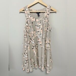 H&M Taupe Floral Sleeveless Tunic with Blush Accents